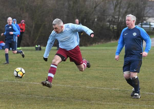 Over-40s action as Wearmouth CW (light blue) take on Washington Victoria Inn last weekend. Picture by Kevin Brady