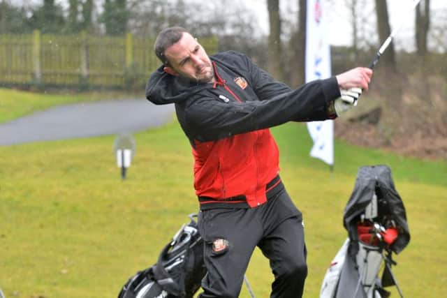 John O'Shea plays a shot in the Coral SAFC Golf Challenge