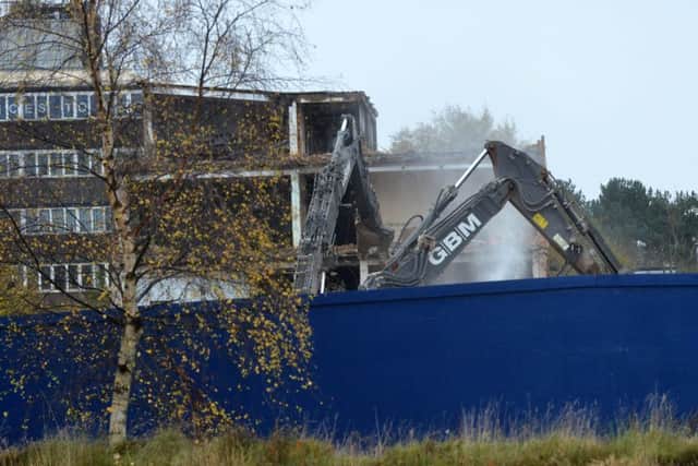 The site pictured in November as work began to knock down East Durham College's old site in Peterlee.