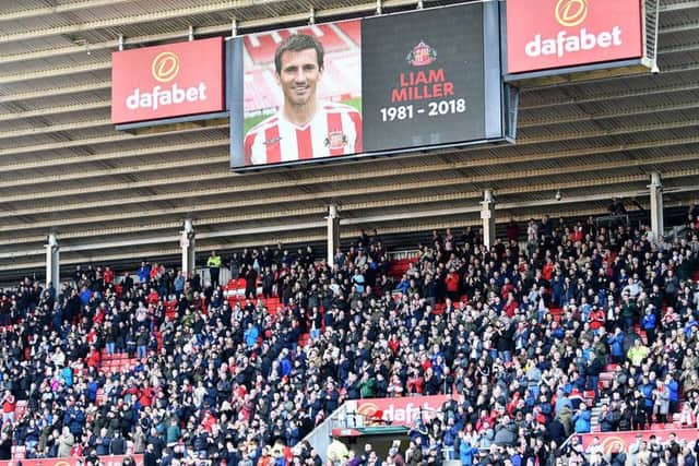 Tributes to Liam Miller at the Stadium of Light.
