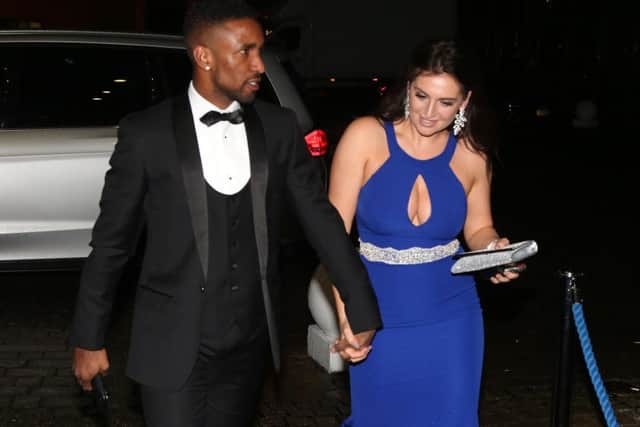 Jermaine Defoe arrives with his partner at a gala ball to celebrate the launch of the Bradley Lowery Foundation, held at the Hilton, Gateshead. Picture by Tom Banks