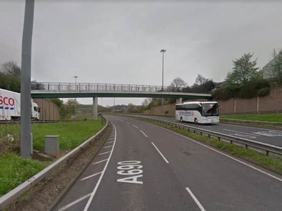 The A690 eastbound in Houghton. Copyright Google Maps.