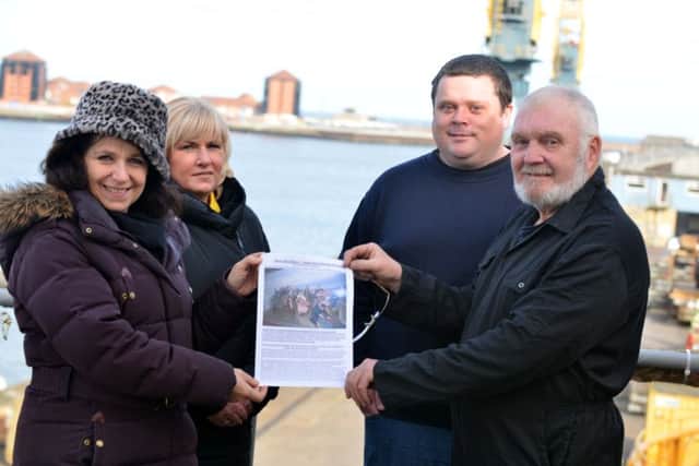 From left MP Julie Elliott, Boar's Head Lisa Fairweather and Sunderland Maritime Heritage Chris Carolan and Nick Simpson.