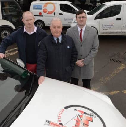 Coun Michael Mordey and Ian Flannery, The Tall Ships Races project officer for Sunderland with Trevor Hines, managing director of Station Taxis. #NorthNewsAndPictures/2daymedia
