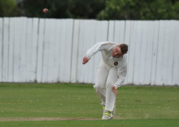 Home-grown Seaham Harbour bowler Jack Lacey in action against Boldon last season.