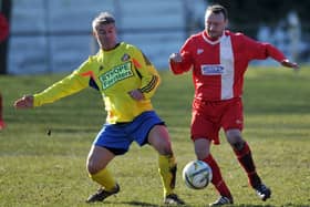 Over 40s action as Hylton CW (red) battle against Ryhope Foresters last week. Picture by Tim Richardson.