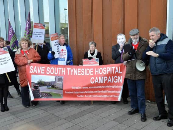 Campaigners at the hospital meeting