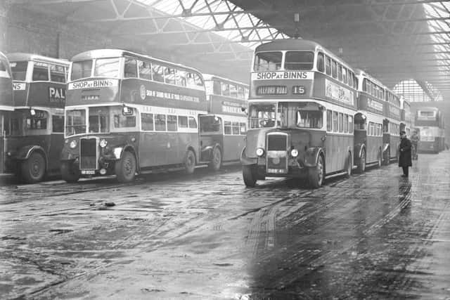 An archive photograph of Sunderland buses from the late 1950s.