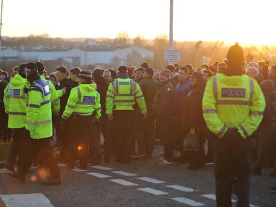 Middlesbrough fans taunt their Sunderland rivalsescorted back to their coaches