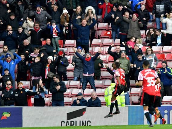 Joel Asoro celebrates his opener against Middlesbrough. Picture by Frank Reid.