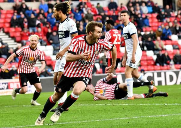 Ayala (right) shows his despair as Callum McManaman celebrates hitting Sunderland's stoppage-time leveller. Picture by Frank Reid