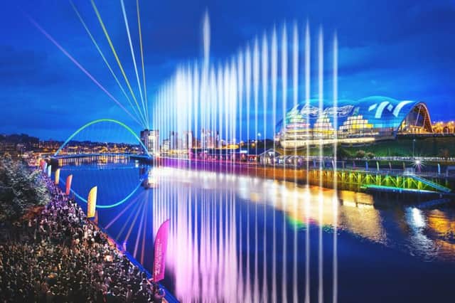 How the giant water fountain on the Tyne will look