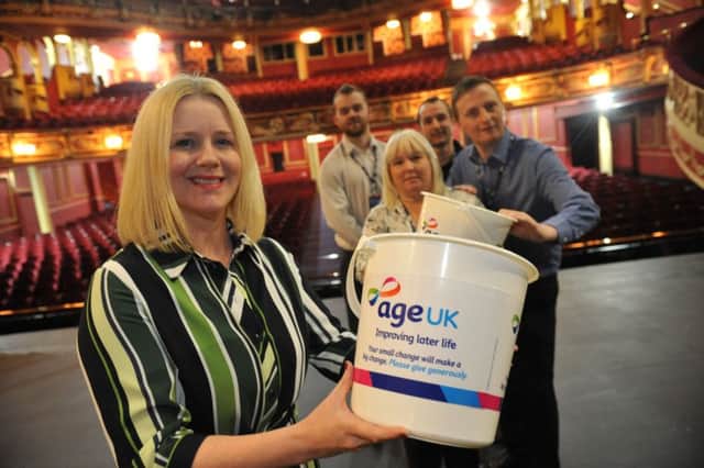 Age UK Sunderland director Tracy Buck, left, and Karen McKinney, with Sunderland Empire staff Dom Tumilty, Daniel Bell and Andy Williams.