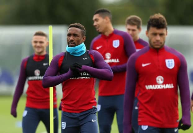 England's Jermain Defoe during the training session at Enfield Training Centre, London. PRESS ASSOCIATION Photo. Picture date: Wednesday October 4, 2017. See PA story SOCCER England. Photo credit should read: Steven Paston/PA Wire. RESTRICTIONS: Use subject to FA restrictions. Editorial use only. Commercial use only with prior written consent of the FA. No editing except cropping.