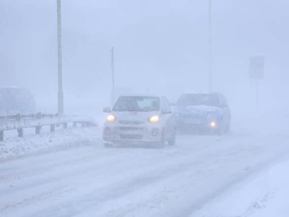 Drivers struggling in the snow on a road in Sunderland on Wednesday.