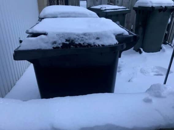 Bins in the snow.