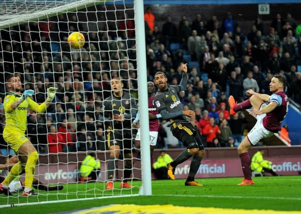 Lewis Grabban hits Sunderland's goal against Aston Villa in November. He will line up for Villa in tomorrow's rematch. Picture by Frank Reid