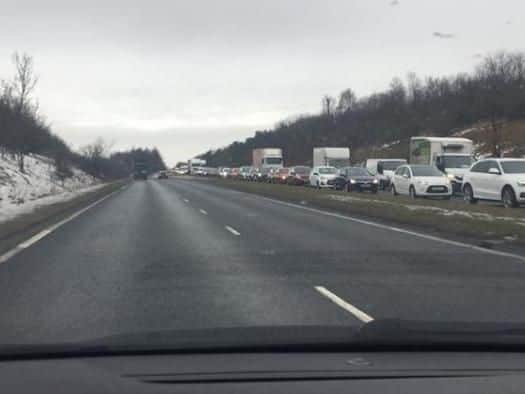 Traffic was backed up as it waited to get onto the A19 southbound at Ryhope. Photo by Mandi Pattison.