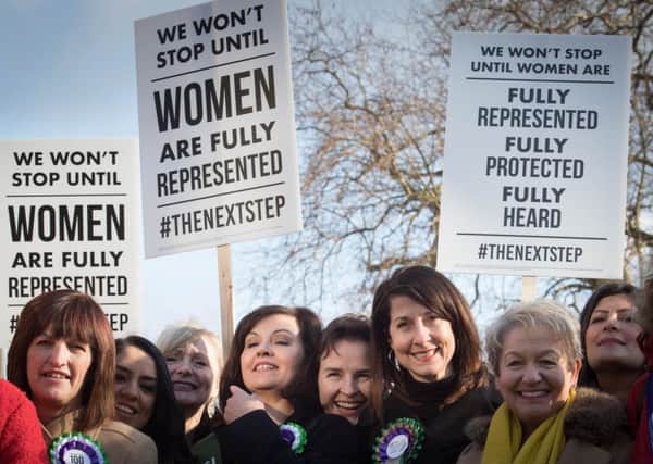 Female MPs at last months launch of Labours campaign to celebrate 100 years of womens suffrage on College Green in Westminster. Picture by Stefan Rousseau/PA Wire