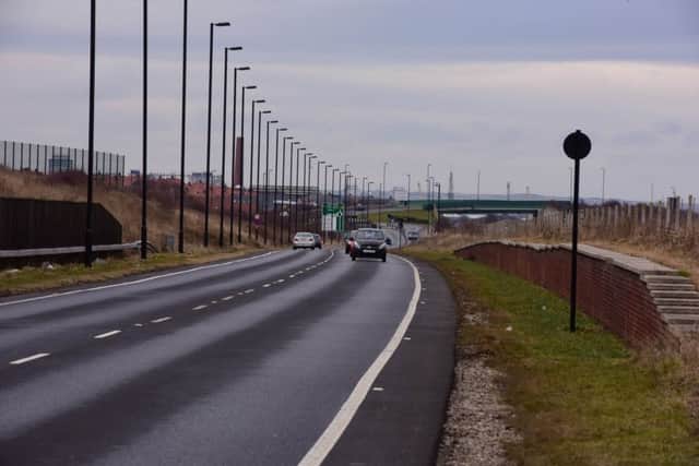 Eight lighting columns were brought down on the stretch of the A1018 in last week's bad weather.