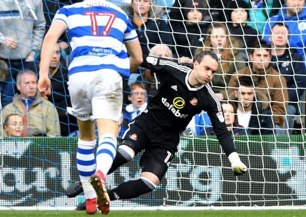 Sub keeper Lee Camp goes down to make a save at QPR. Picture by Frank Reid