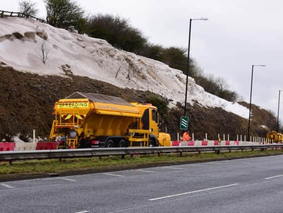 A gritter on the A690 westbound at Houghton Cut yesterday.
