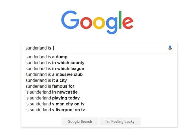 The searches with Google autocomplete.