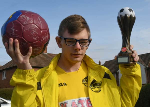 Liam Lister of Clovelly Road, Hylton Castle, Sunderland, who is trying to raise funds fafter being picked  to play for the Team GB football team in the Special Olympics Wold Summer Games in Abu Dhabi next year.