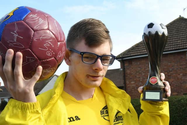 Liam Lister of Clovelly Road, Hylton Castle, Sunderland, who is trying to raise funds fafter being picked  to play for the Team GB football team in the Special Olympics Wold Summer Games in Abu Dhabi next year.