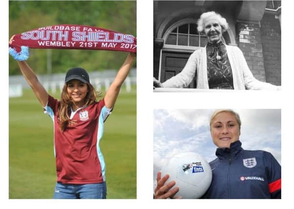 Clockwise from left, singer Jade Thirlwall, hospice founder Alice Bendle and England women's football captain Steph Houghton.
