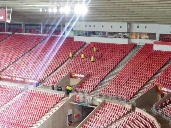 A picture taken after the game showed the damage caused to seats.