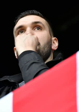 A worried fan at Saturday's match