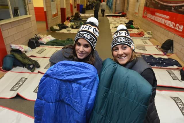 Centrepoint sleep out at the Stadium of Light.
Vicki Pattison and Katie Bulmer-Cooke