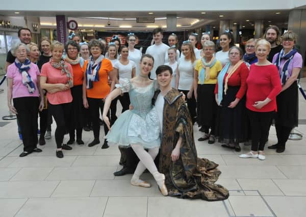 Dancers from Birmingham Royal Ballet with students from Sunderland College and members of the Sunderland Empire Movers Group, who performed at The Galleries, Washington.