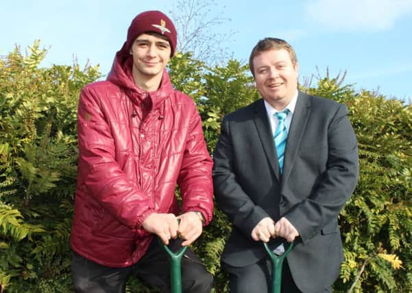 Lewis Hodgson with his former head of year teacher Colin Kinvig.