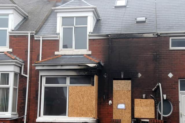 The aftermath of the arson attack in Princess Road, Seaham