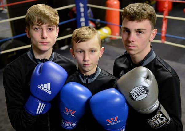 Wearmouth Boxing Club boxers (left to right): Bradley Crone, Billy Hope and Beau Smith. Picture by Frank Reid