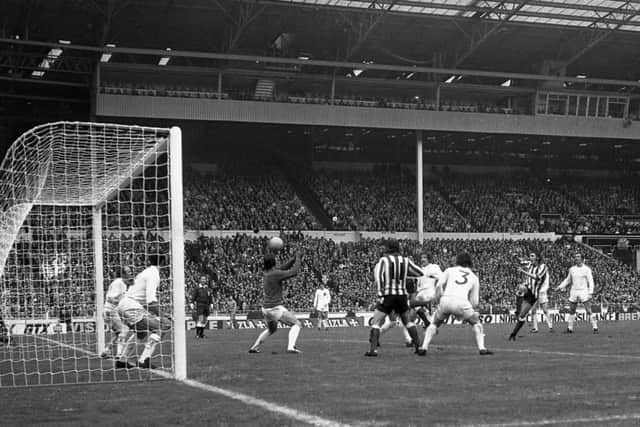 Ian Porterfield scores the 1973 FA Cup Final winner for Sunderland against Leeds United.