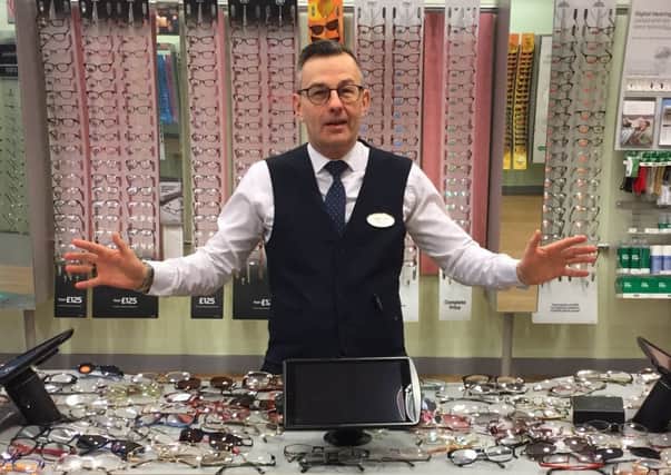 Andrew Garvey, director of Specsavers in Sunderland, with some of the glasses to be recycled in support of the Vision Aid Overseas charity.