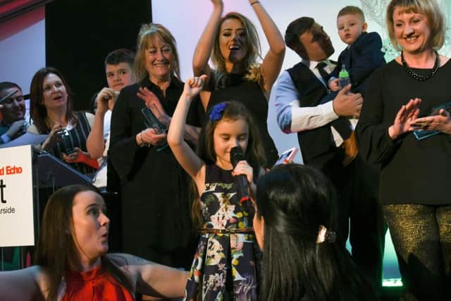 Best of Wearside Awards 2018 at the Stadium of Light. Child of Courage award Chloe Gray singing on stage
