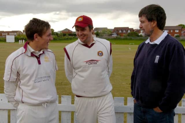 Former England Test cricketer Peter Willey (right), who started his career at Seaham Harbour at the age of 10, speaks to team captains Ryan Consitt (left) and Michael McNicholas (centre) ahead of the New Drive derby between Harbour and Seaham Park in 2011.