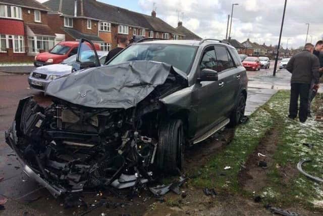 The aftermath of the collision involving Darron Gibson in Dovedale Road, Sunderland.