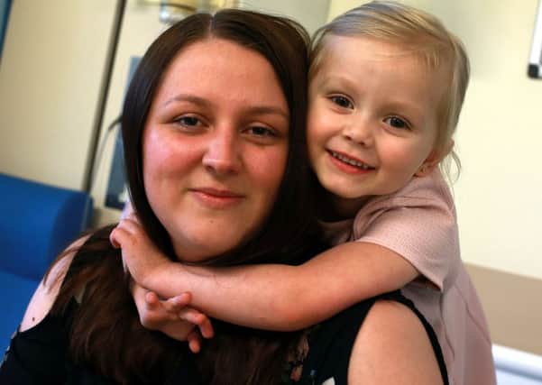 Louise Rush is recovering in Sunderland Hospital after her daughter Emily, four, saved her life by dialing 999 when she collapsed at home on the living room floor. Louise has since been diagnosed with epilepsy. Picture NCJ Media.