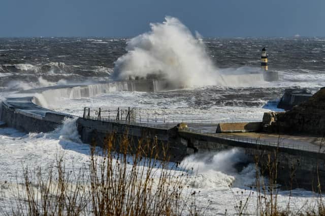 Stormy seas at Seaham on Saturday.