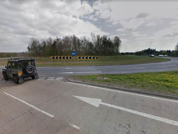 The collision happened on the roundabout which takes traffic between the A1 and A690 at Carrville. Image copyright Google Maps.
