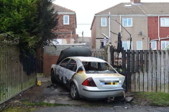The dumped and burned out car was driven to the Cotsford Park estate in Horden following the raid.