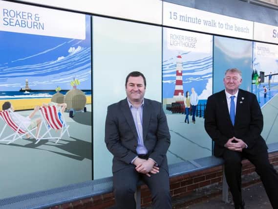 Chris Carson, Metro Services Director and Coun John Kelly, Sunderland City Council Portfolio Holder for Public Health, Wellness and Culture, at Seaburn Metro station.