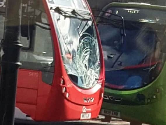 The bus involved in the incident was shattered in the collision.