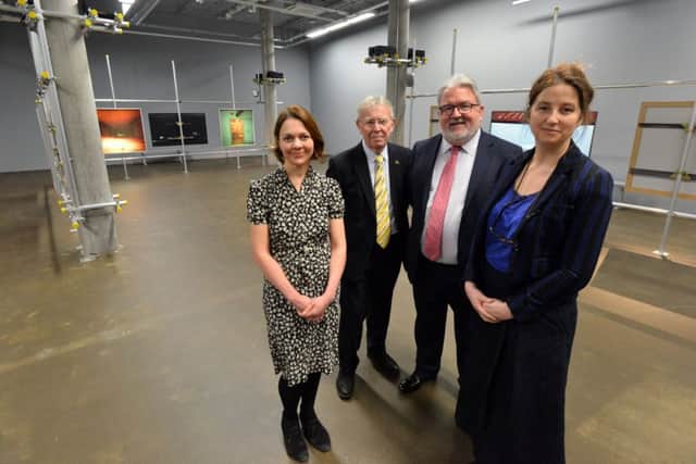National Glass Centre's Northern Gallery for Contemporary Art.
From left: Creative Director at Twenty Four Seven Rebecca Ball, Sunderland City Council leader Harry Trueman,  University Pro Vice Chancellor Graeme Thompson and Artist Fiona Crisp