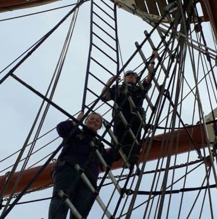 Jade scales the heights on the Stavros S Niarchos.